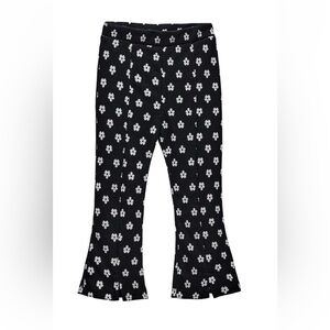 Zara Black and White Floral Print Flare Pants